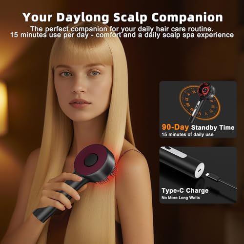 Hair Wand : The magic 3 in 1 Hair Growth Brush Electric Scalp Massager Oil Applicator High Frequency Comb, IPX7 Waterproof Portable Head Massager for Home & Travel