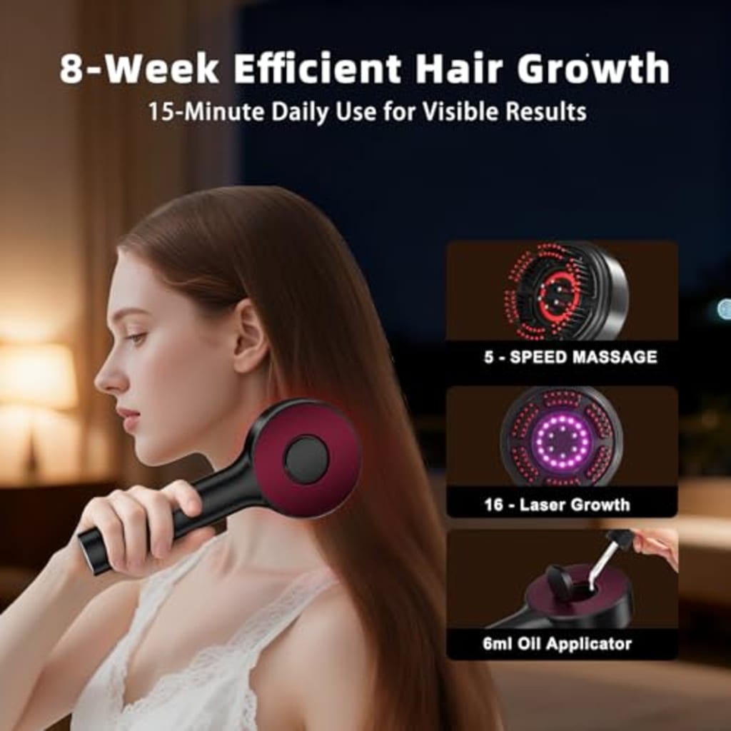 Hair Wand : The magic 3 in 1 Hair Growth Brush Electric Scalp Massager Oil Applicator High Frequency Comb, IPX7 Waterproof Portable Head Massager for Home & Travel